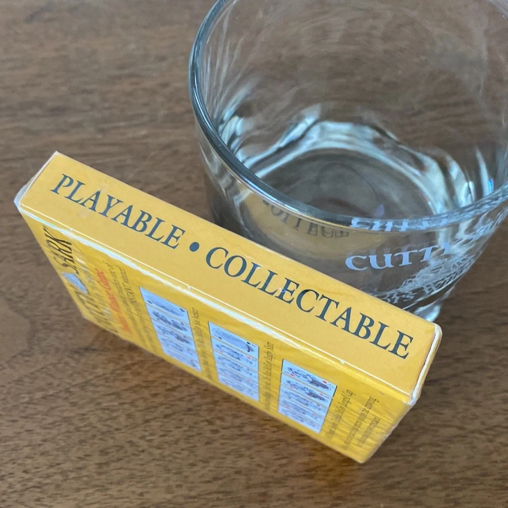 Cutty Sark Scots Whiskey Dimpled Glass & Sealed Roaring 20’s Poker Cards